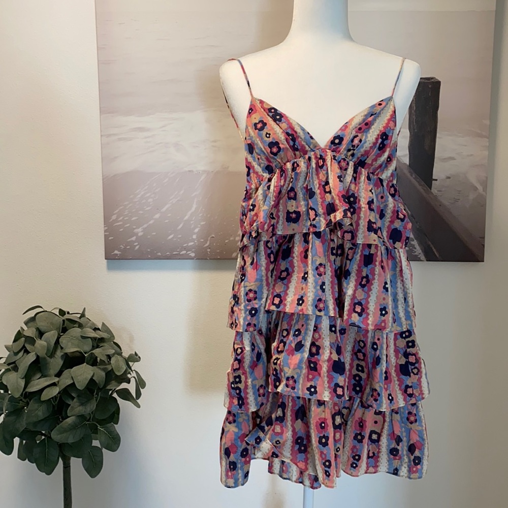 Zimmermann Floral Flounced Tiered Dress Size 0